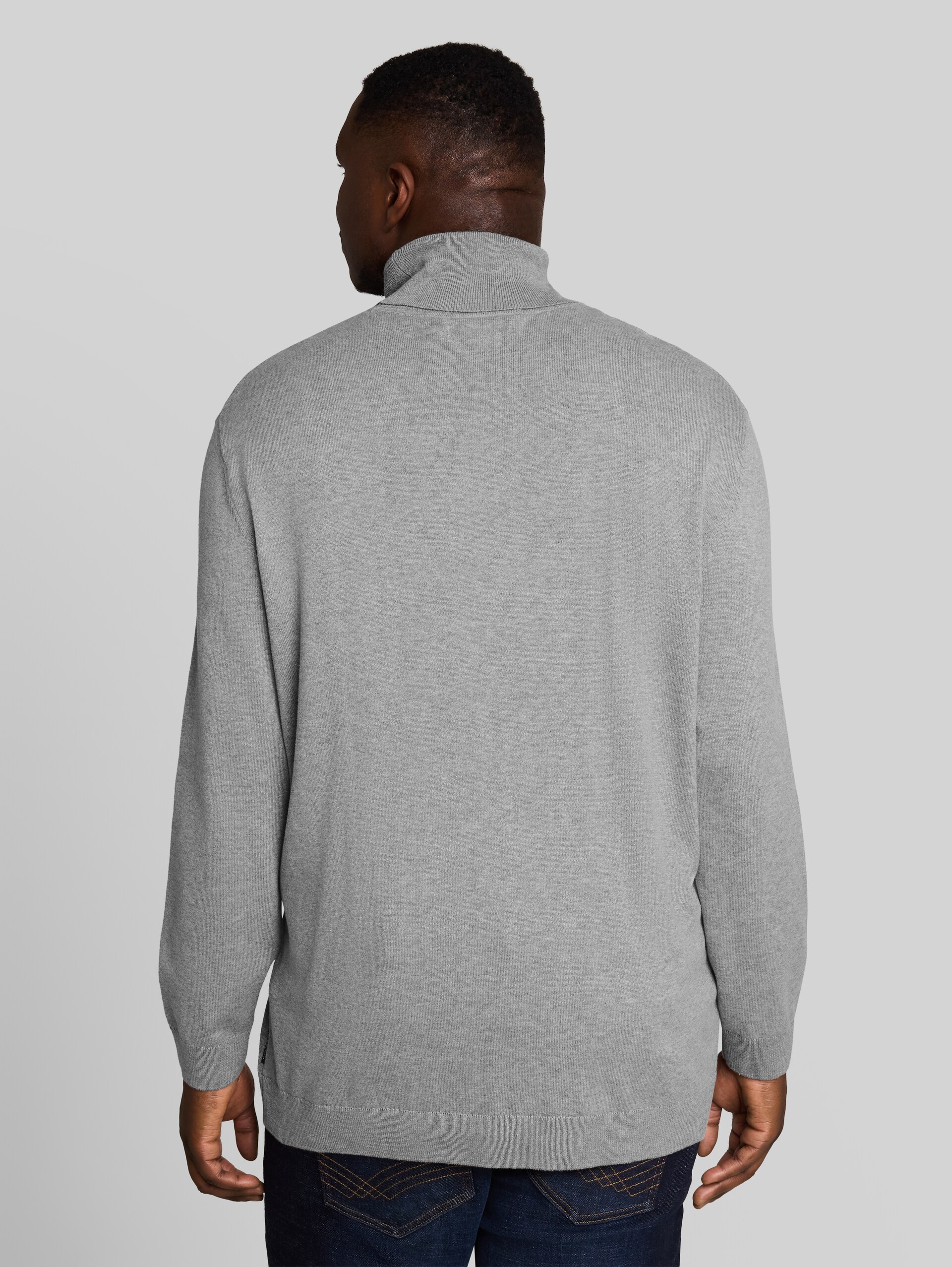 Plus Size - katoenen coltrui - Knit Grey Melange