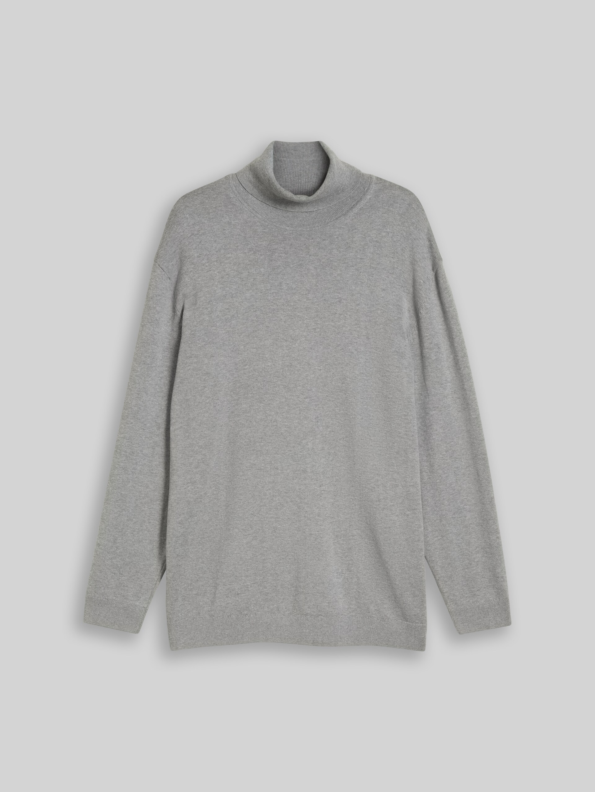 Plus Size - katoenen coltrui - Knit Grey Melange
