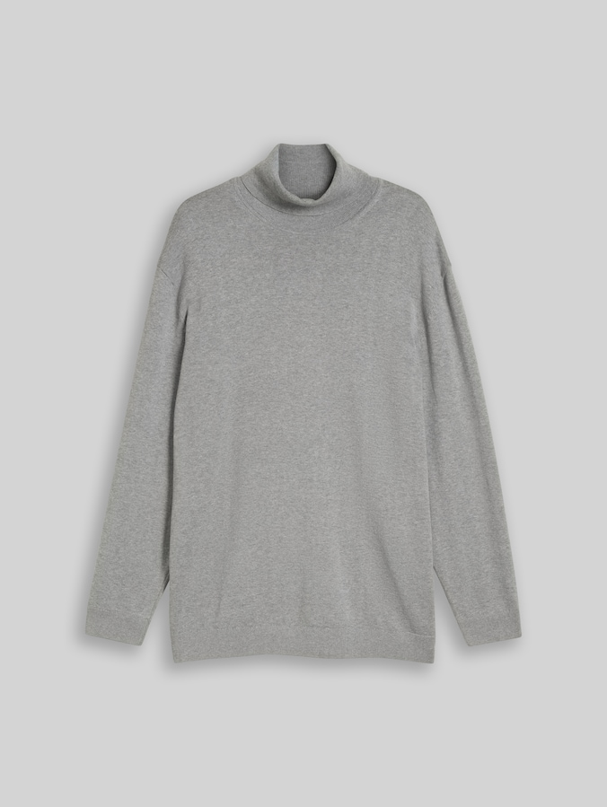 Plus Size - Rollkragenpullover aus Baumwolle von Men Plus Size, Knit Grey Melange