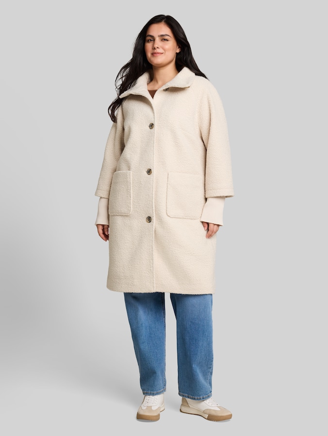 Plus Size - Bouclé Mantel im 2-in-1-Look von Women Plus Size, cold beige
