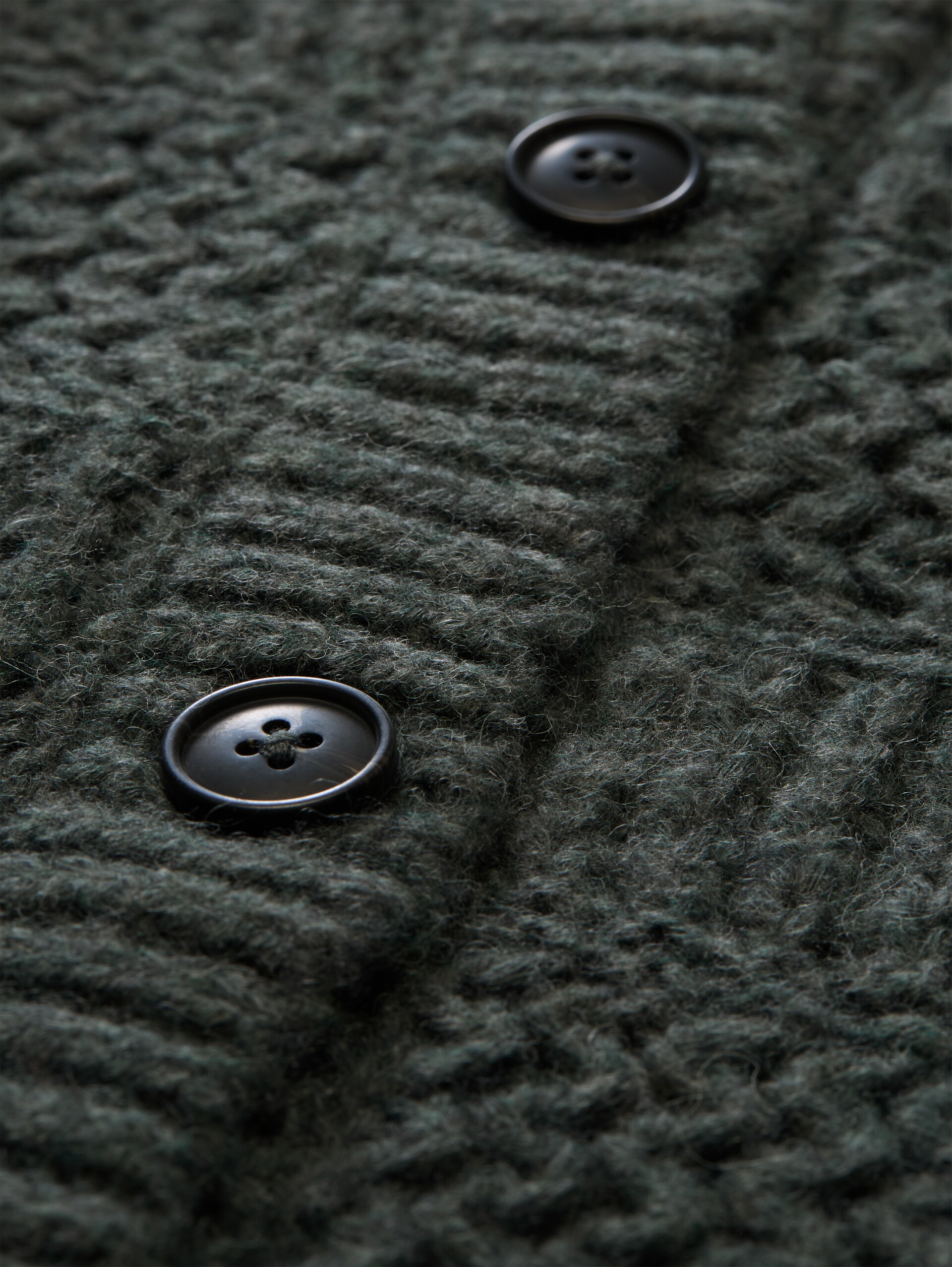 Plus Size - Cardigan mit Wollanteil - dark olive melange - Material-Ansicht