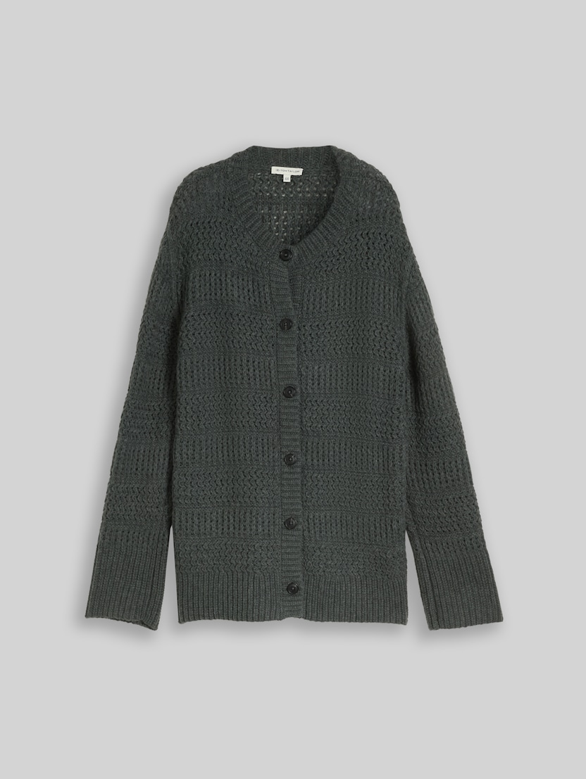 Plus Size - Cardigan mit Wollanteil von Women Plus Size, dark olive melange