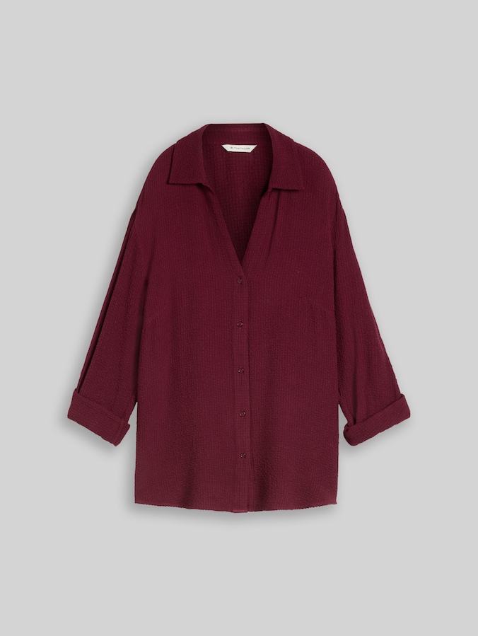 Plus Size – Loose-fit seersucker blouse by Women Plus Size, Preppy Plum