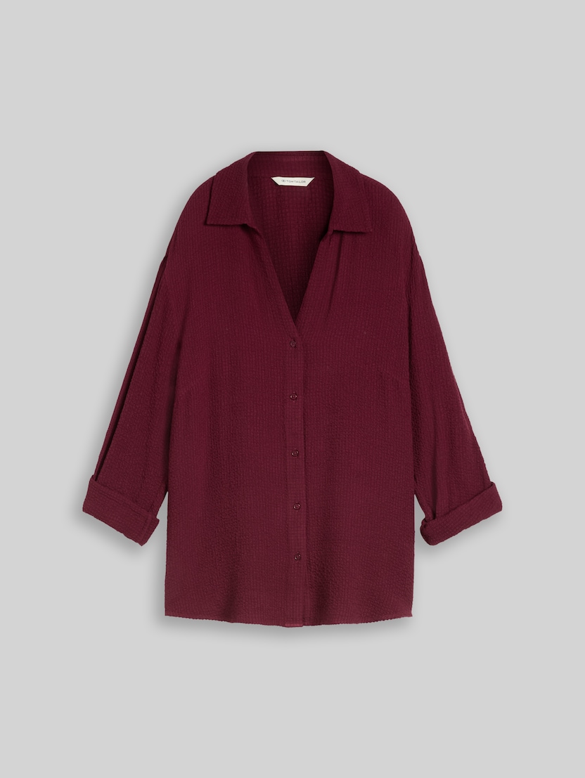 Plus Size – Loose-fit seersucker blouse by Women Plus Size, Preppy Plum