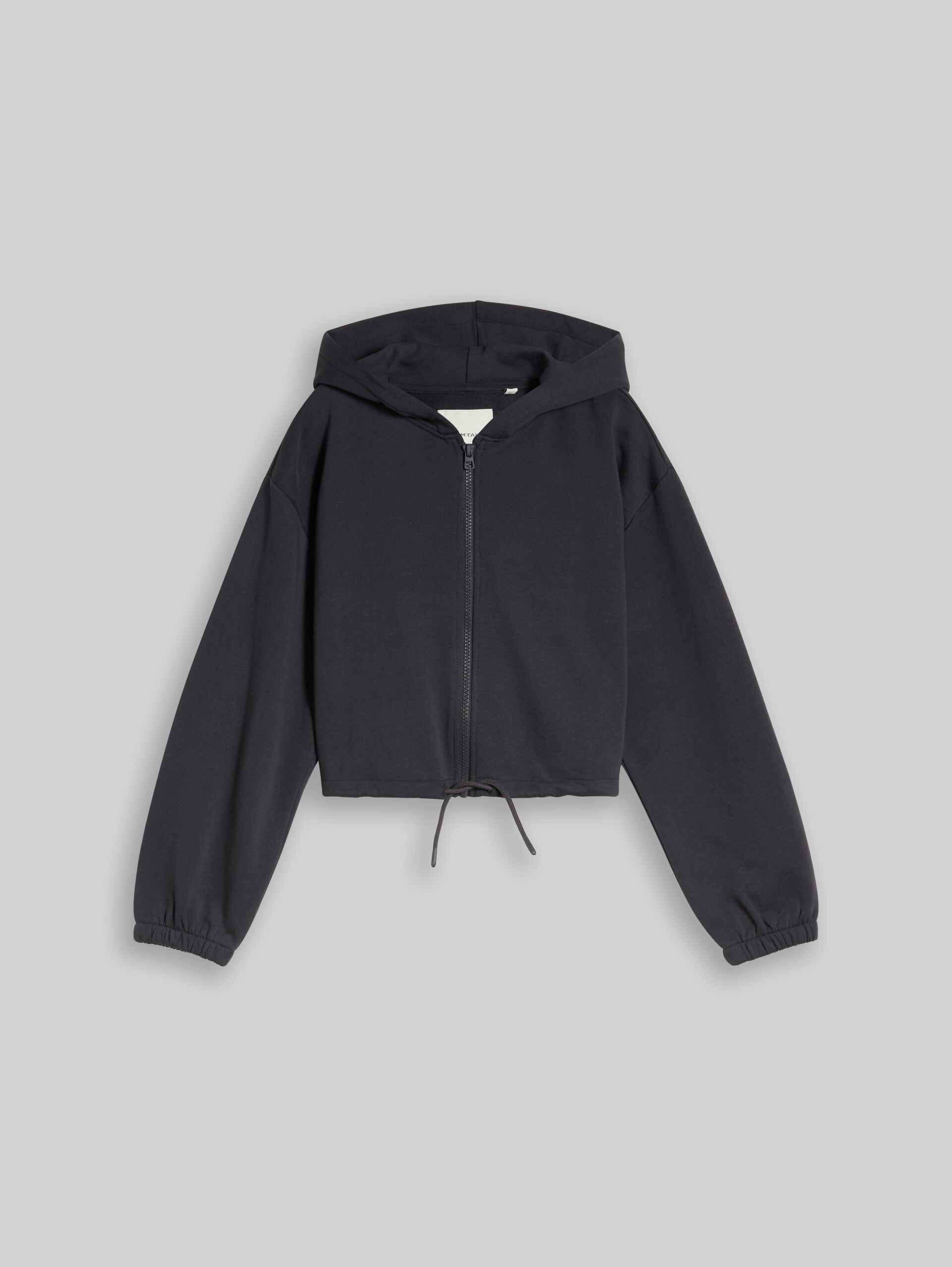 Cropped hoodie-sweatjack van katoen - coal grey - Product vooraanzicht