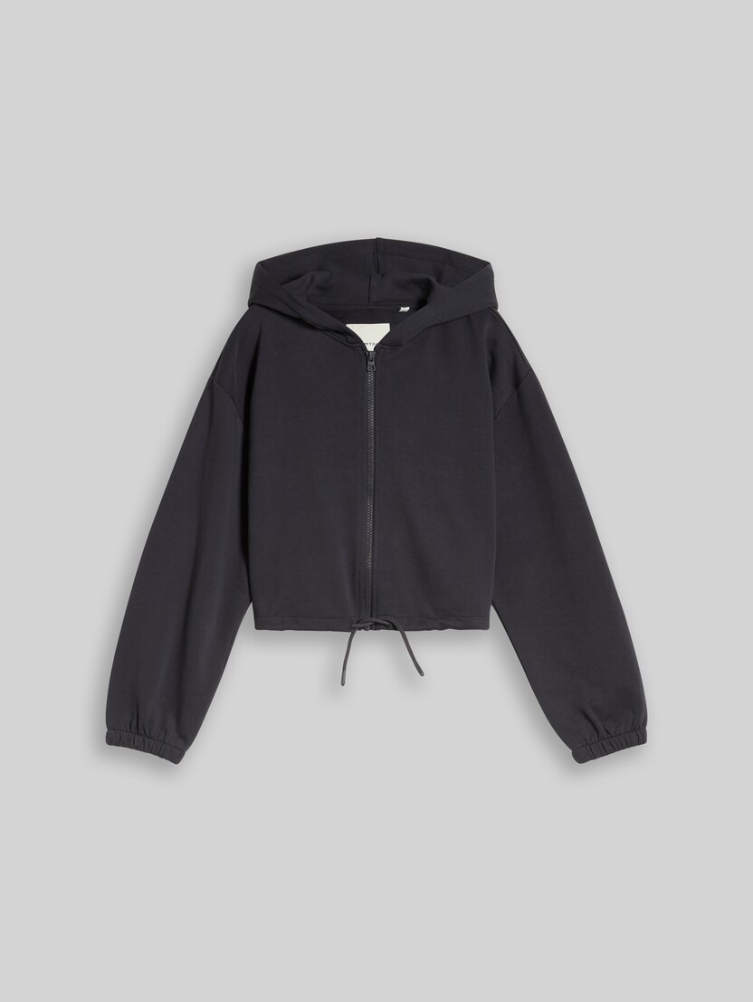 Cropped hoodie-sweatjack van katoen door Teen Girls, coal grey