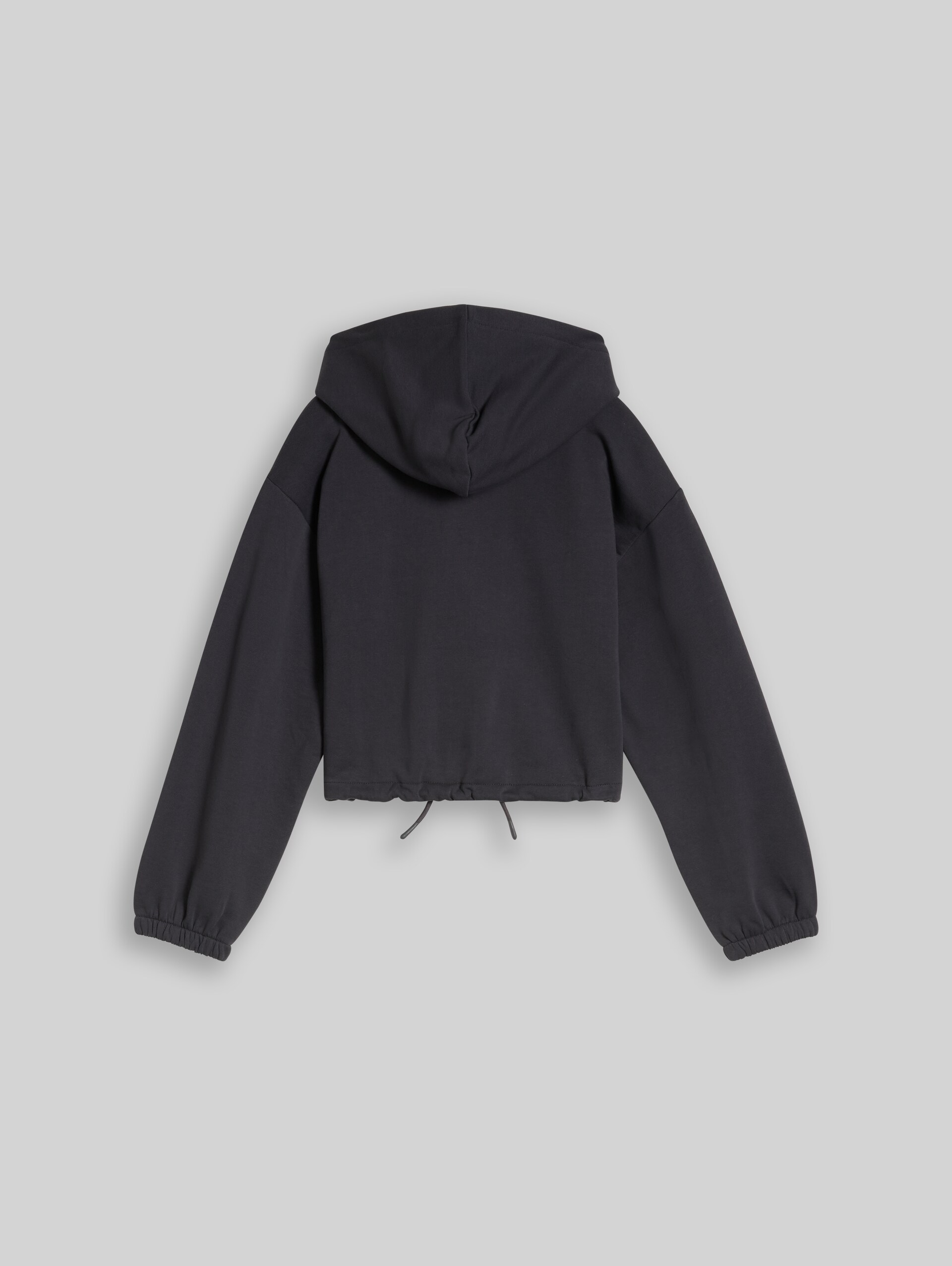 Cropped hoodie-sweatjack van katoen - coal grey