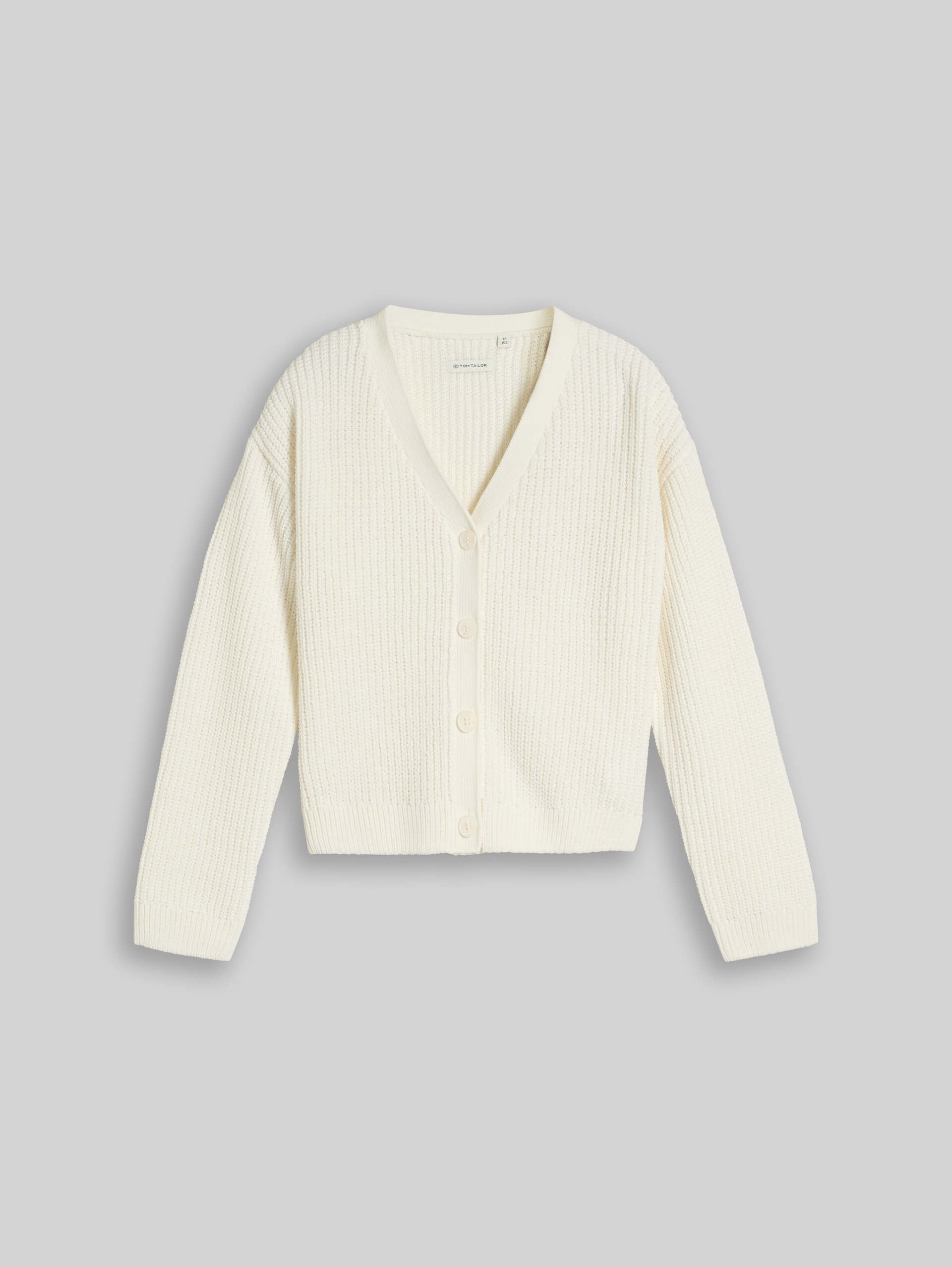 Cropped Cardigan mit V-Ausschnitt - Wool White