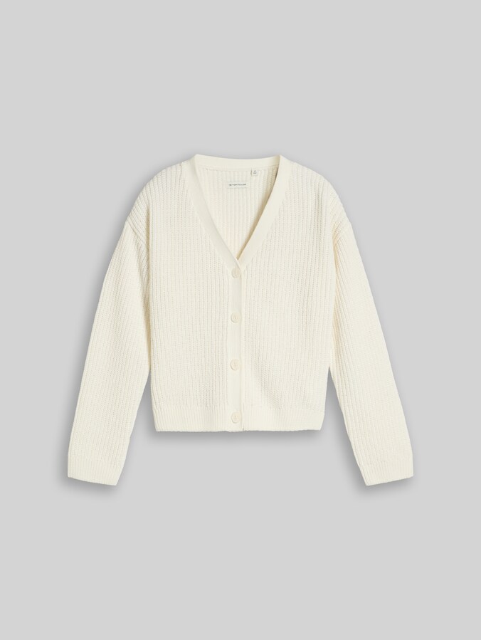 Kort vest met V-hals door Teen Girls, Wool White