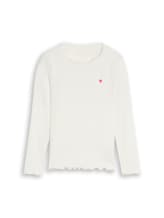 Ausgewählt, Langarmshirt mit Rippstruktur von Tom Tailor, weiß