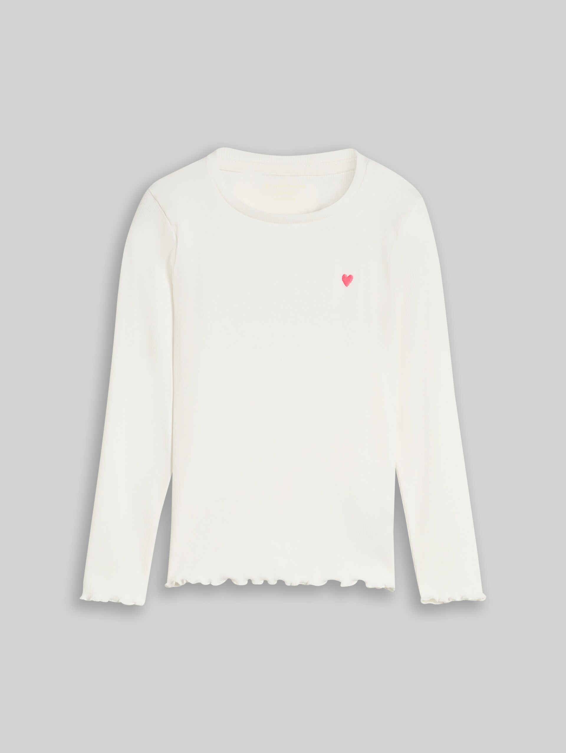 Langarmshirt mit Rippstruktur - Whisper White - Vorder-Produkt-Ansicht