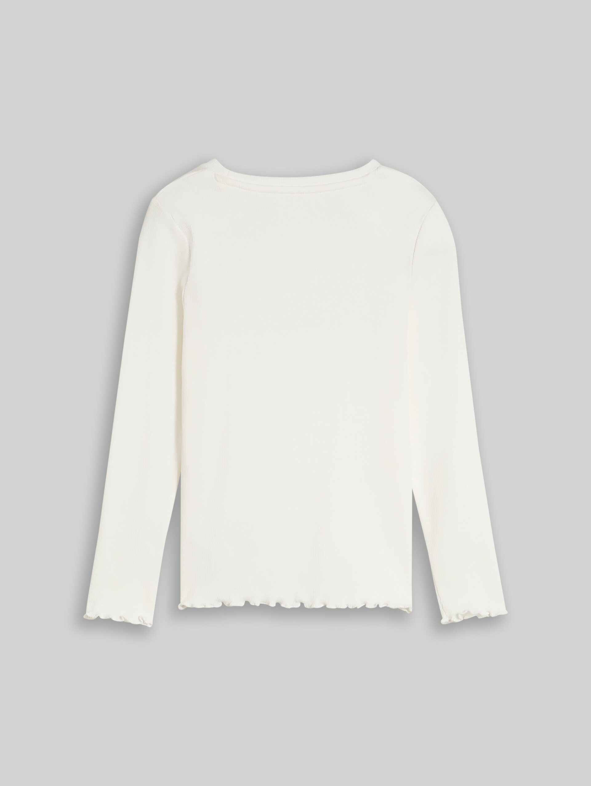 Langarmshirt mit Rippstruktur - Whisper White