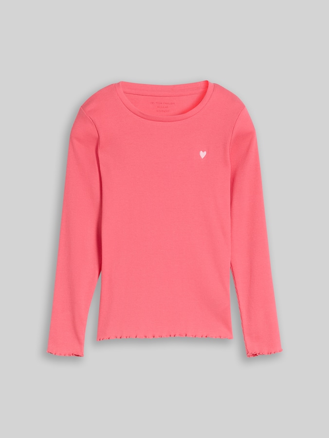 Langarmshirt mit Rippstruktur von Mini Girls, pink dream