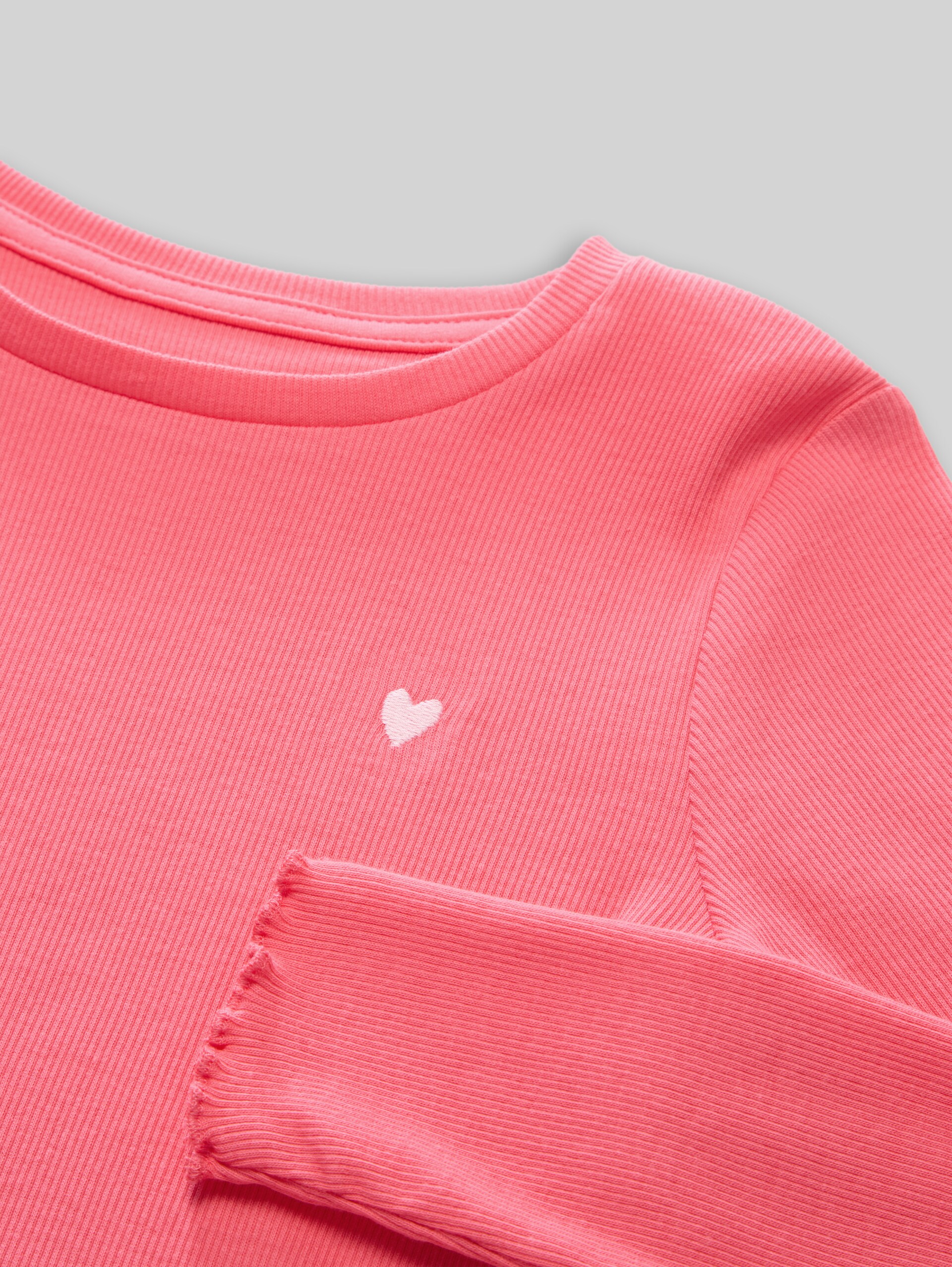 Langarmshirt mit Rippstruktur - pink dream - Detail-Model-Ansicht