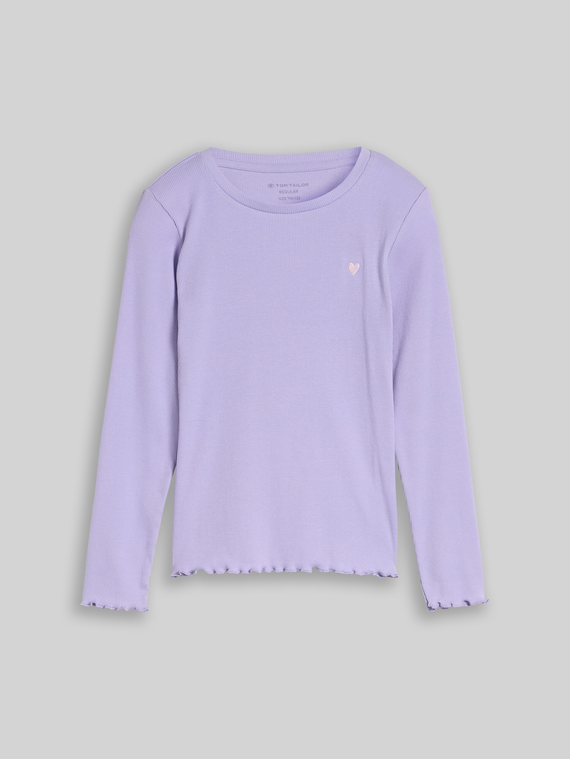Langarmshirt mit Rippstruktur - sweet purple - Vorder-Produkt-Ansicht