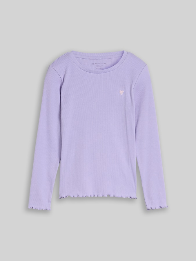 Langarmshirt mit Rippstruktur von Mini Girls, sweet purple