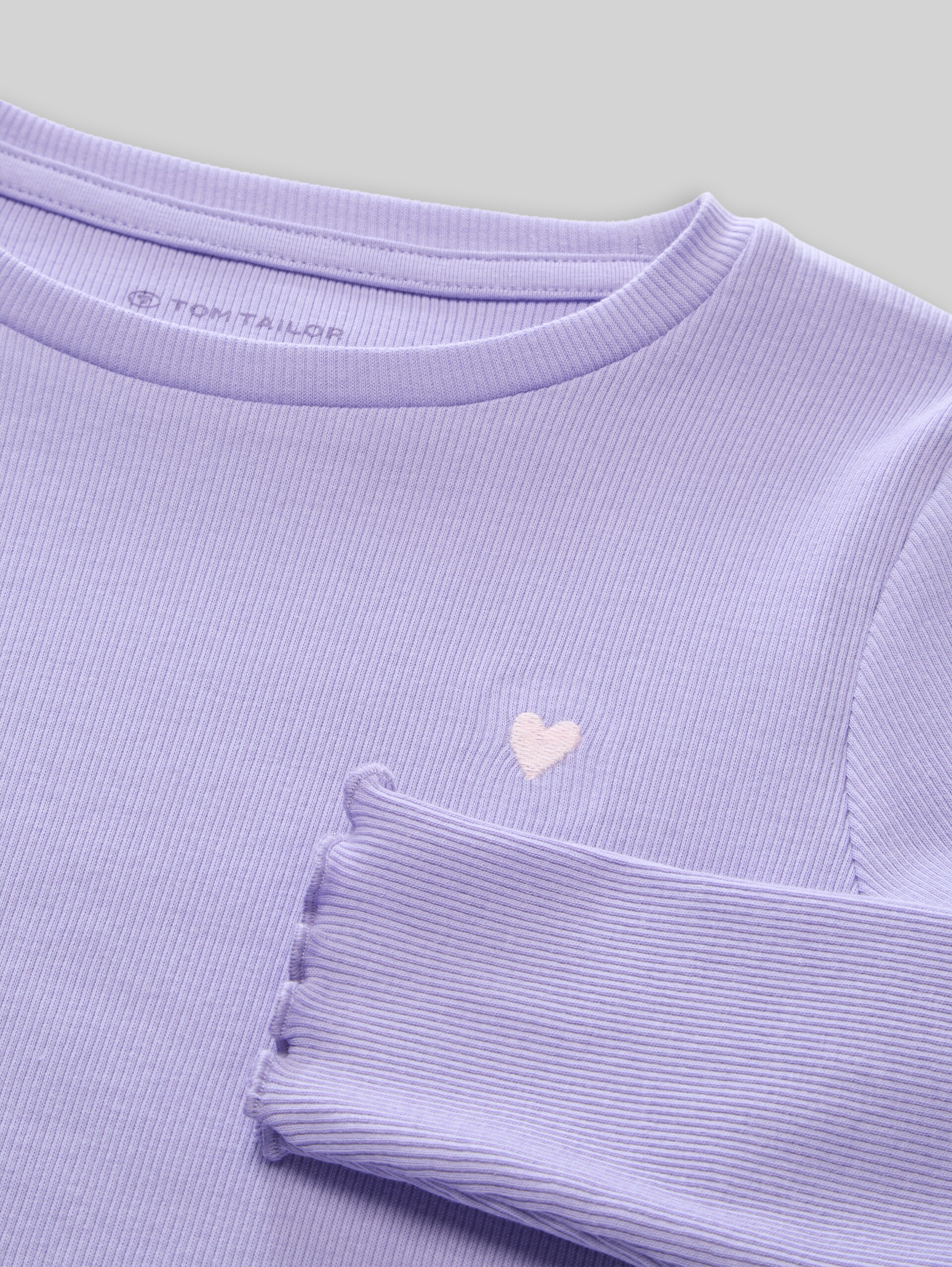 Langarmshirt mit Rippstruktur - sweet purple - Detail-Model-Ansicht