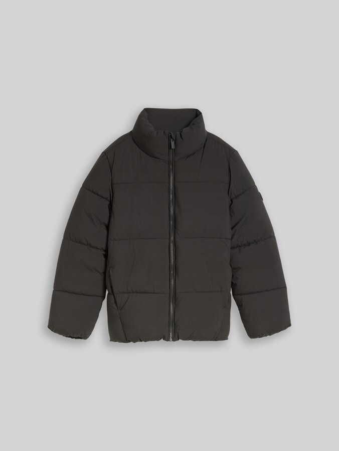 Pufferjack van waterafstotend materiaal door Teen Girls, Coal Mine Grey