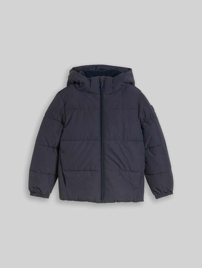 Pufferjas met afneembare capuchon door Mini Boys, sky captain blue