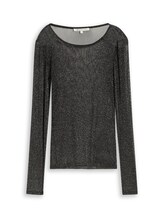 Geselecteerd, Mesh-shirt met lange mouwen en glittereffect door Tom Tailor, zwart