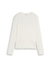 Geselecteerd, Slim fit T-shirt met lange mouwen en golvende zomen door Tom Tailor, wit