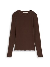 Ausgewählt, Slim Fit Langarmshirt mit gewellten Saumkanten von Tom Tailor, braun
