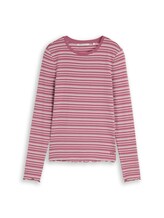 Ausgewählt, Slim Fit Langarmshirt mit gewellten Saumkanten von Tom Tailor, rosa