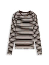 Nicht ausgewählt, Slim Fit Langarmshirt mit gewellten Saumkanten von Tom Tailor, braun