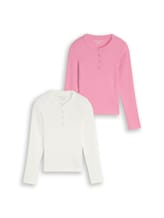 Geselecteerd, Henley-shirt met lange mouwen, set van 2 door Tom Tailor, wit
