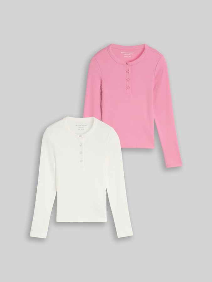 Henley-shirt met lange mouwen, set van 2 door Teen Girls, Whisper White