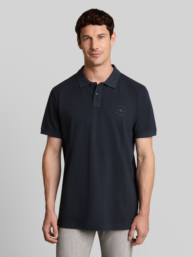 Piqué Poloshirt mit Logo-Print von Men, sky captain blue