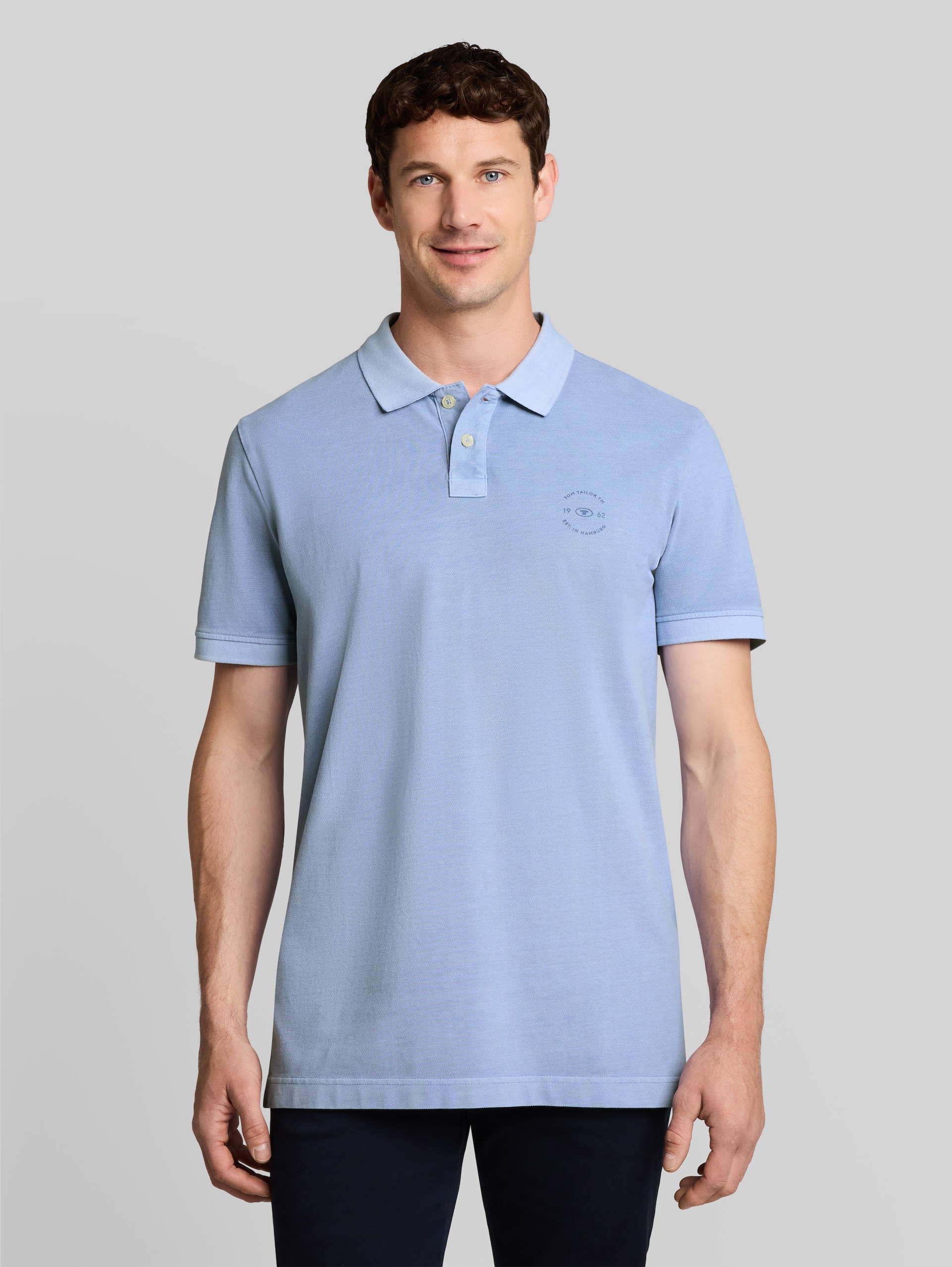 Piqué poloshirt met logoprint - Pale Blue