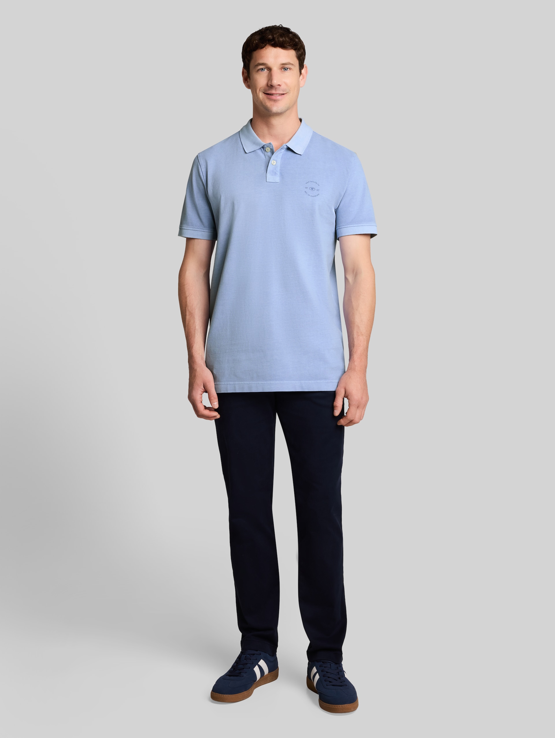 Piqué poloshirt met logoprint - Pale Blue