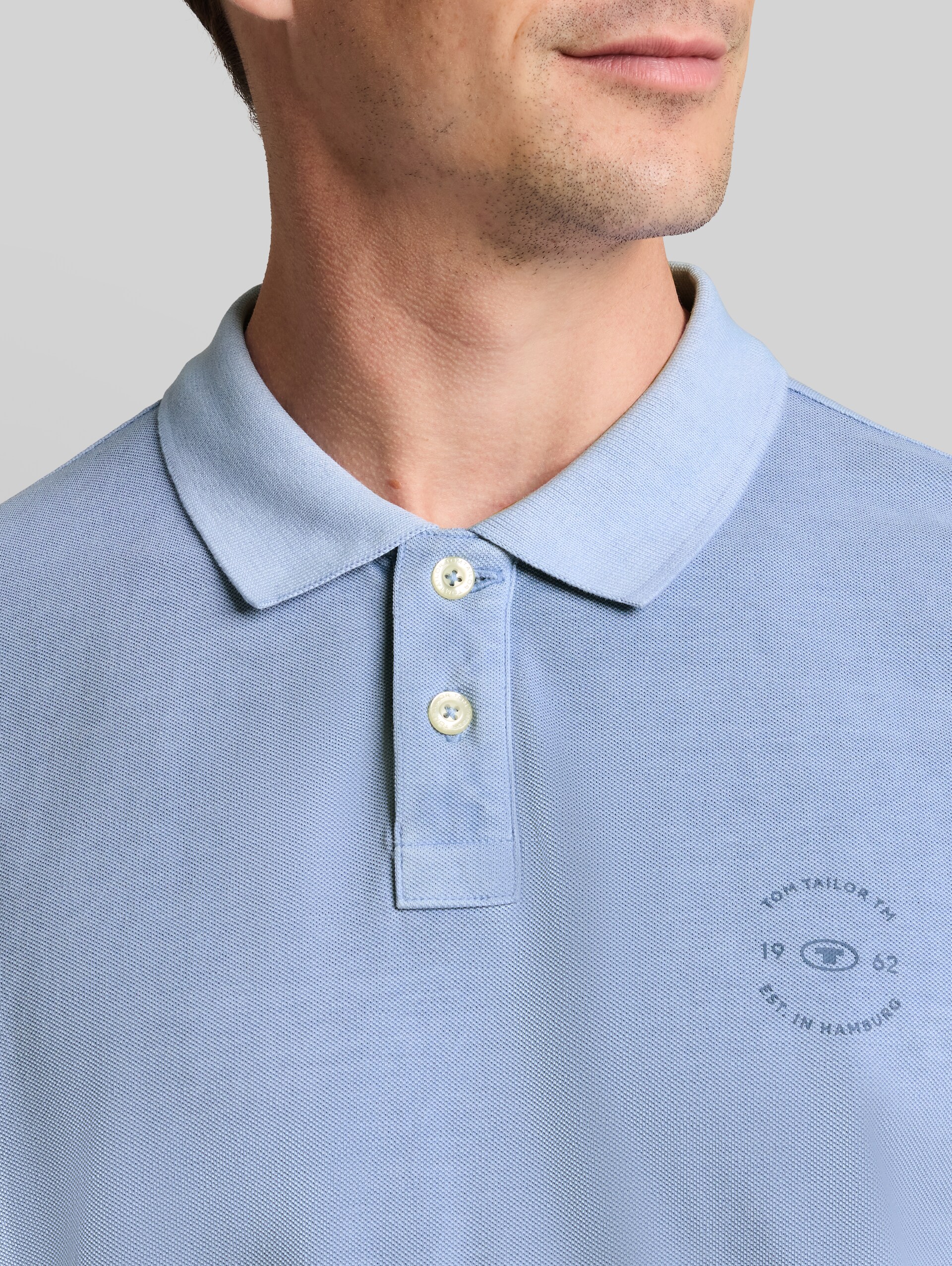 Piqué poloshirt met logoprint - Pale Blue