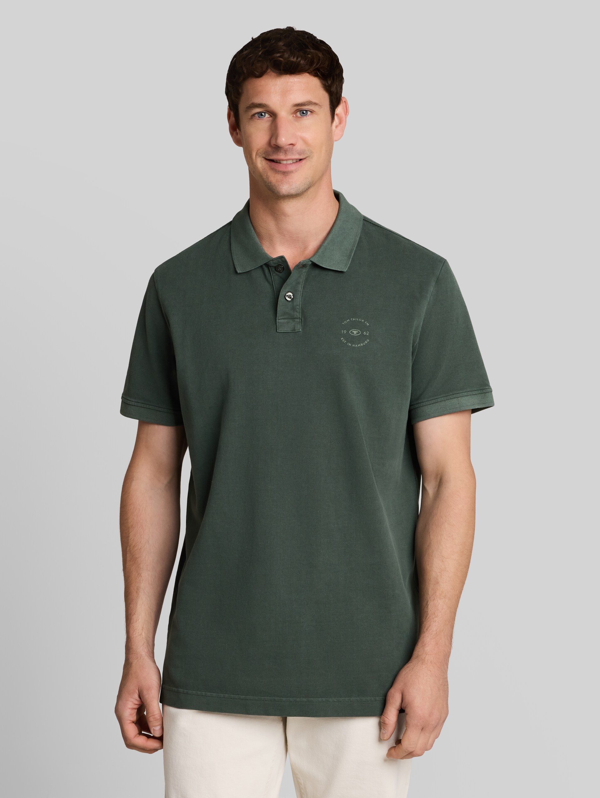 Piqué poloshirt met logo-print - Darkest Olive