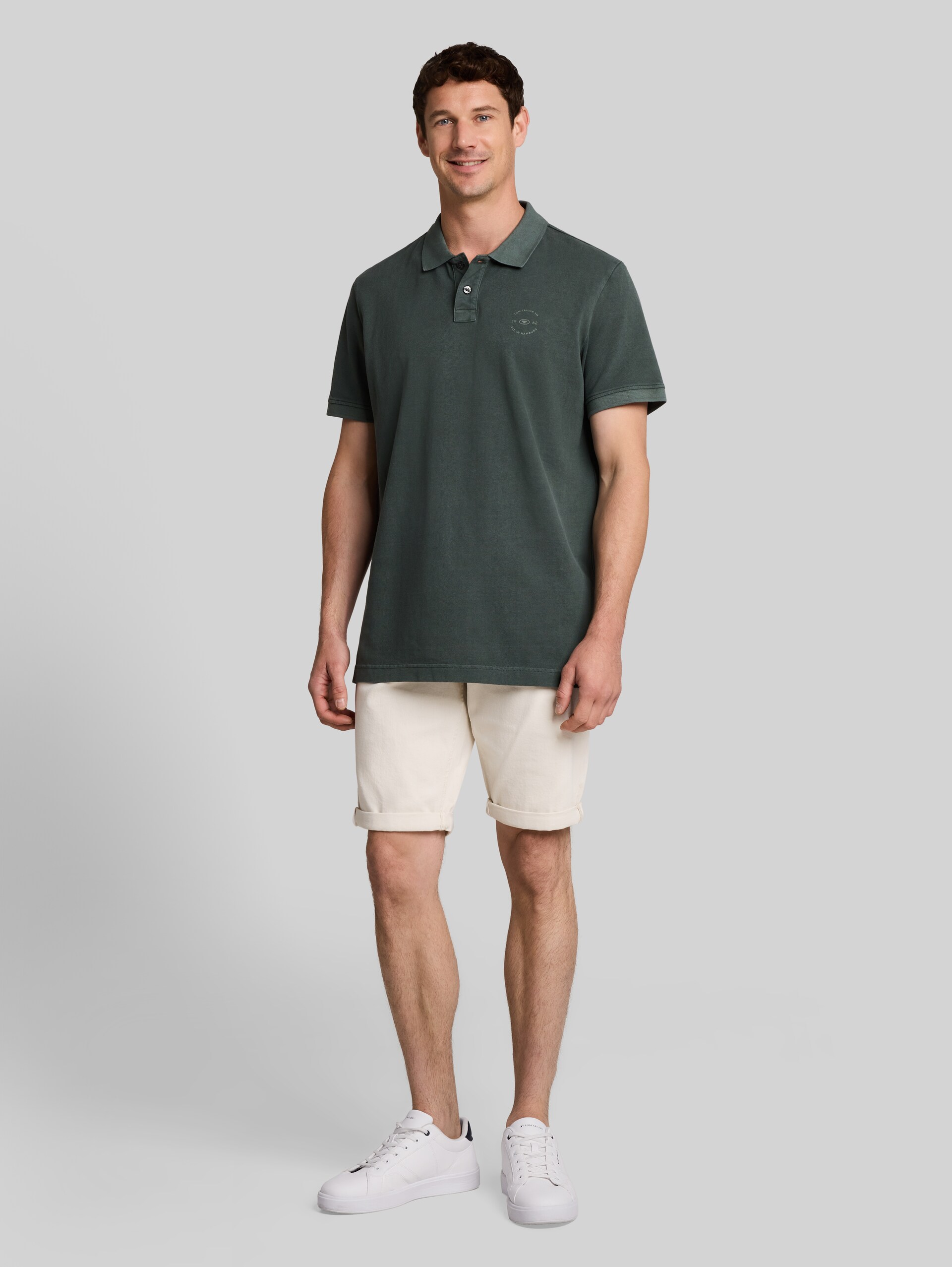 Piqué poloshirt met logo-print - Darkest Olive