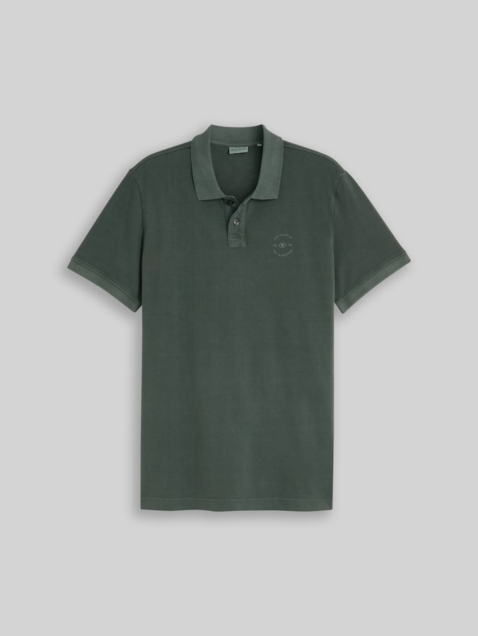 Piqué Poloshirt mit Logo-Print von Men, Darkest Olive