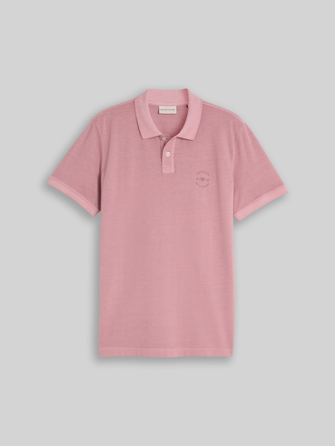Piqué poloshirt met logoprint door Men, dusty rose