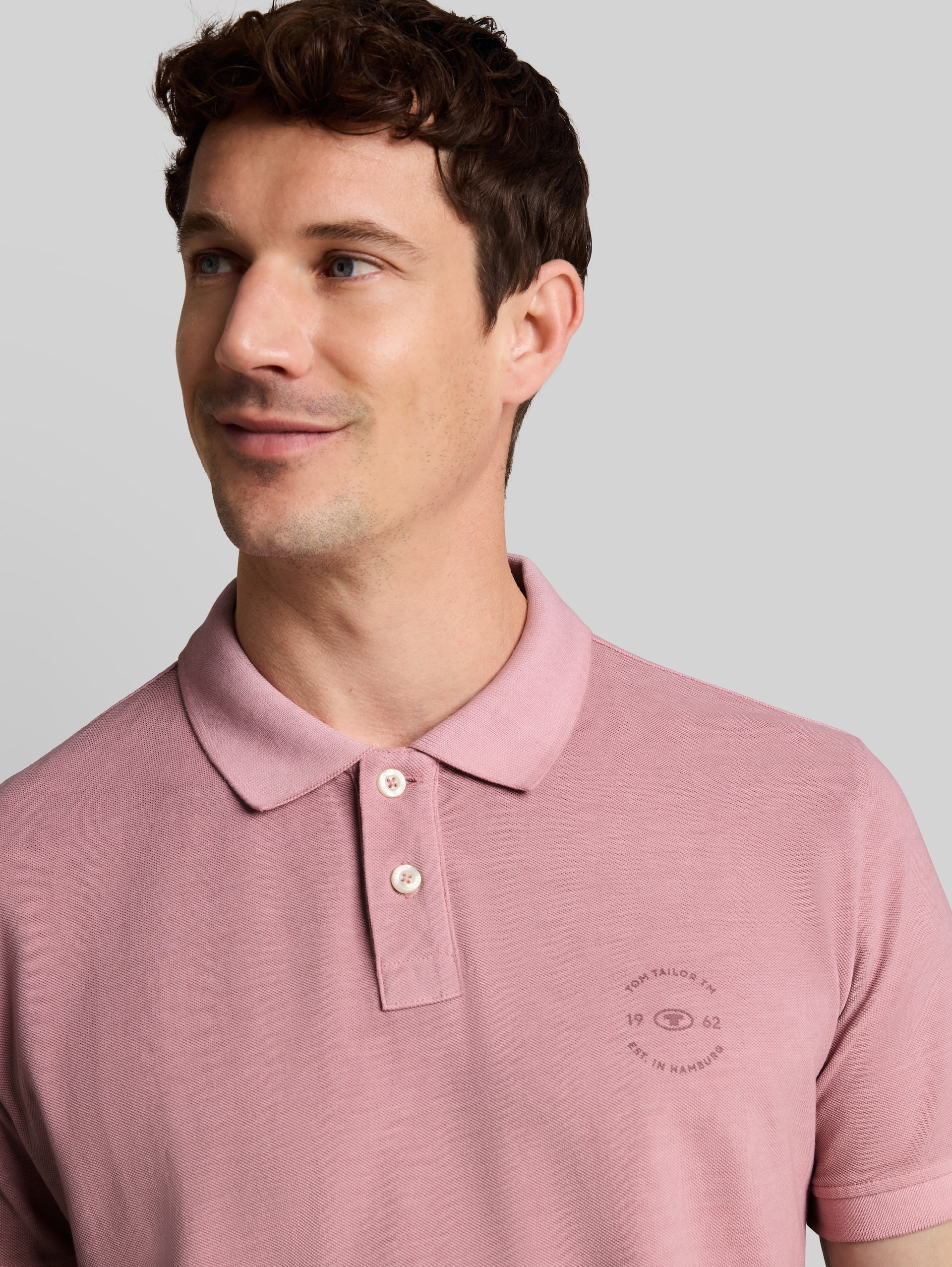 Piqué poloshirt met logoprint - dusty rose