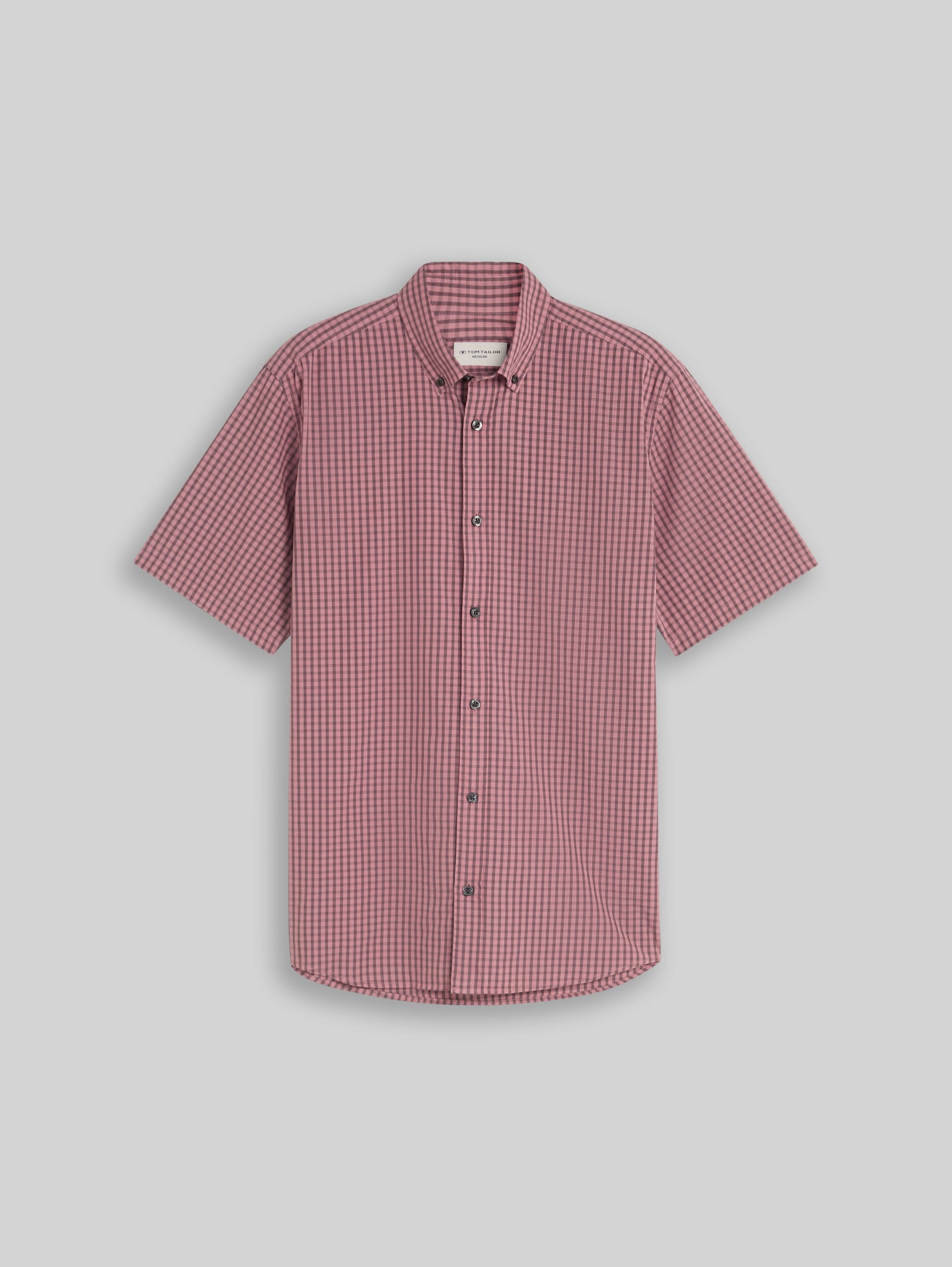 Regular fit overhemd met korte mouwen en ruitpatroon - dusty rose check - Product vooraanzicht