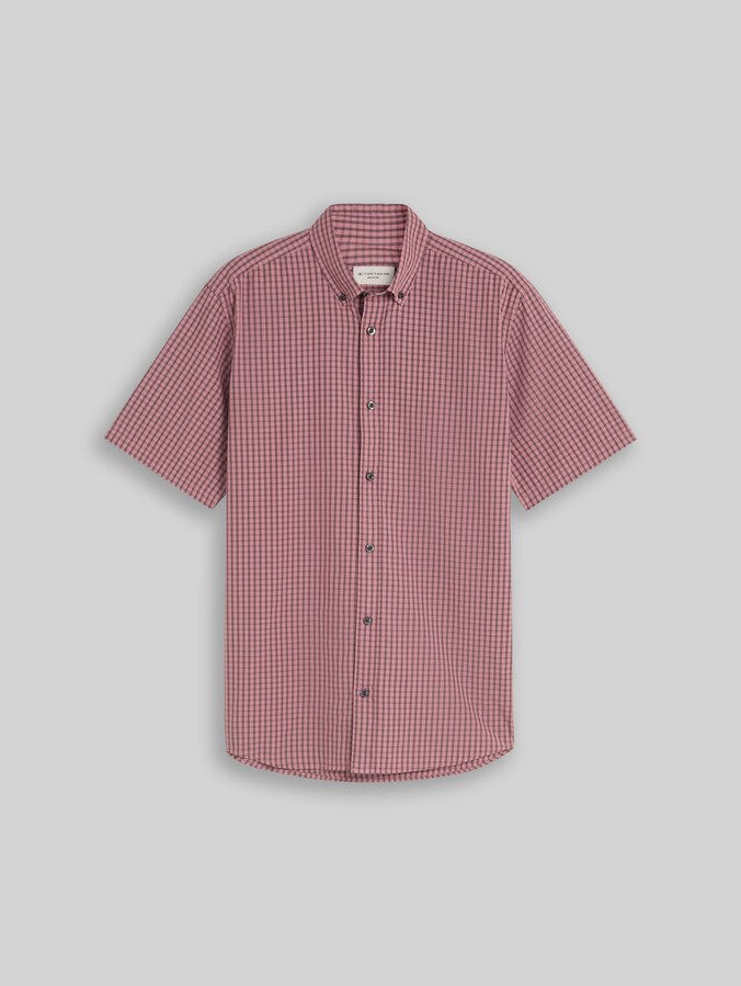 Regular fit overhemd met korte mouwen en ruitpatroon door Men, dusty rose check