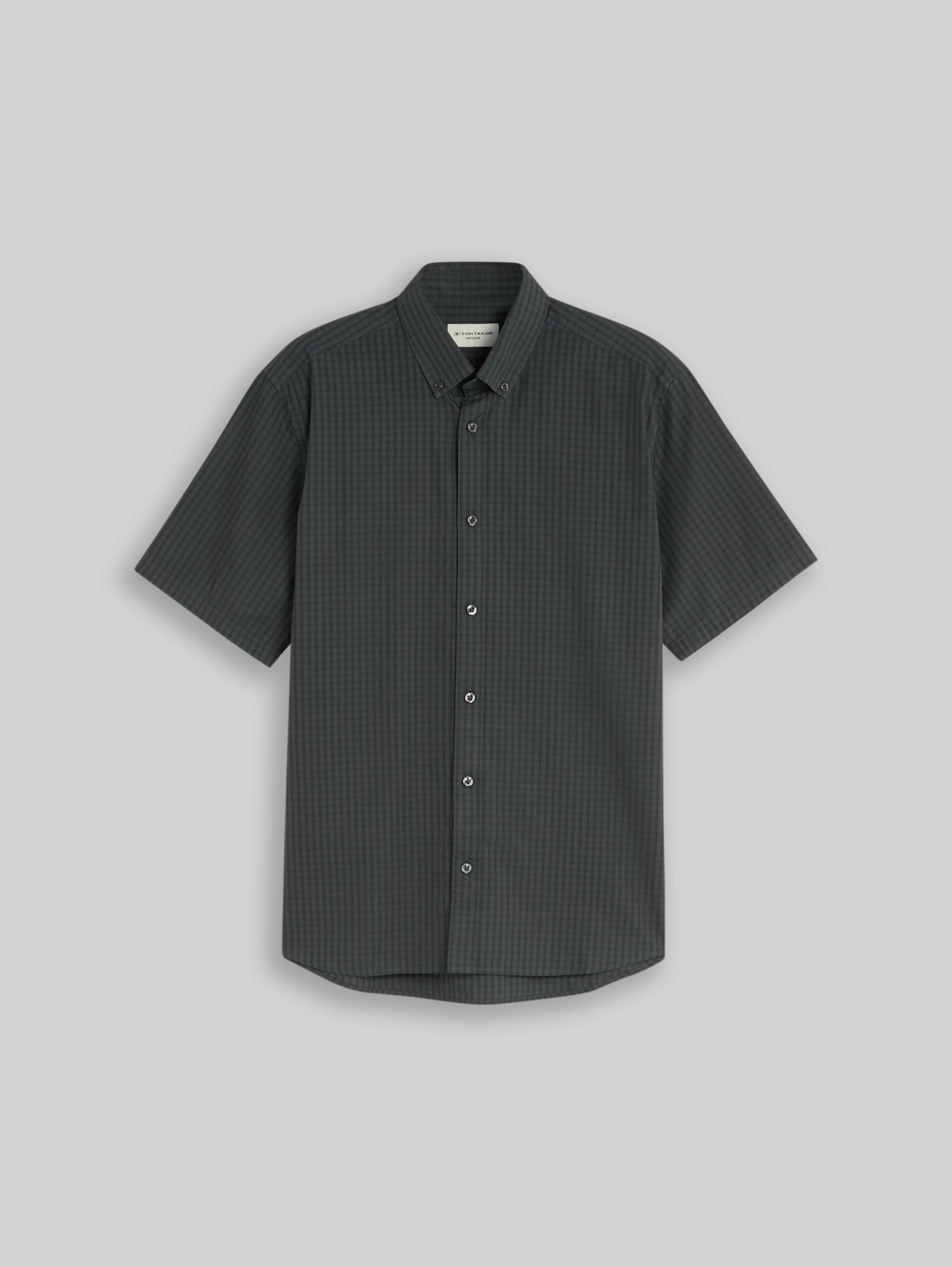 Regular fit overhemd met korte mouwen en ruitpatroon - darkest olive check - Product vooraanzicht