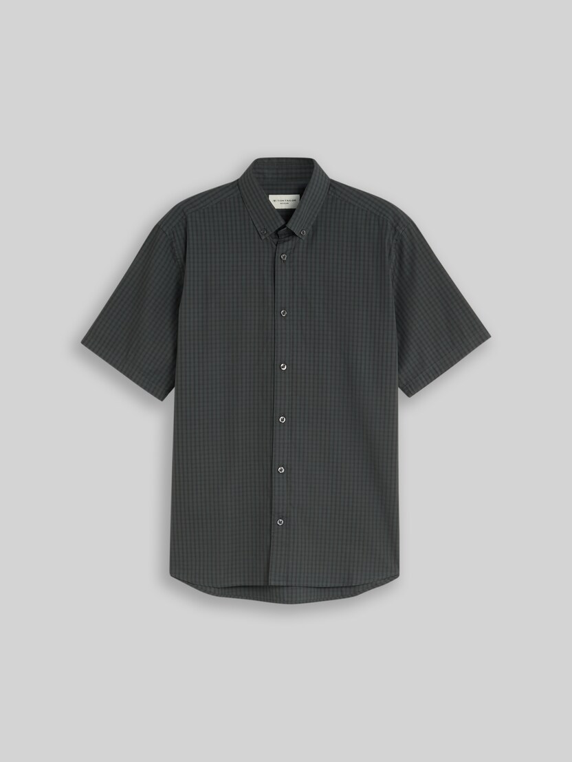 Regular fit short sleeve shirt with checked pattern by Men, darkest olive check