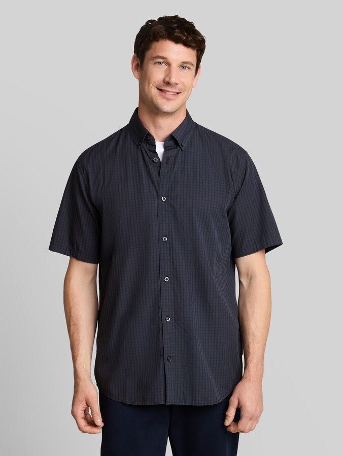 Regular Fit Kurzarmhemd mit Karomuster von Men, navy check