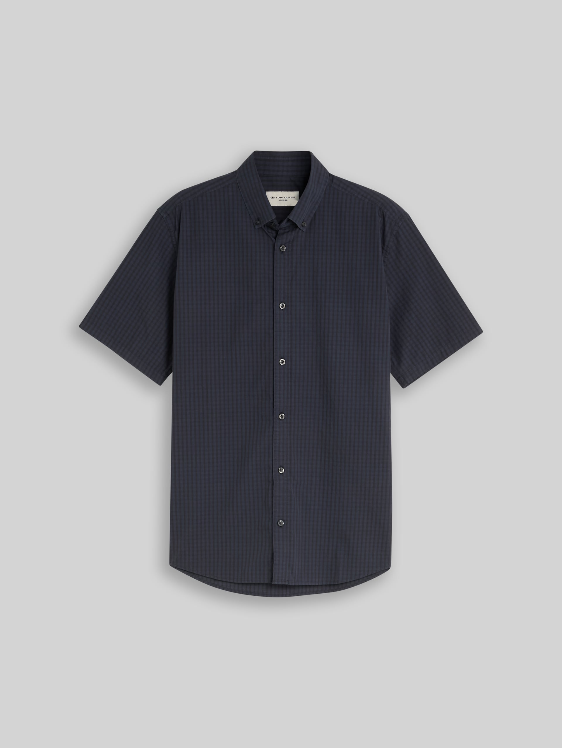 Regular fit overhemd met korte mouwen en ruitpatroon - navy check - Product vooraanzicht