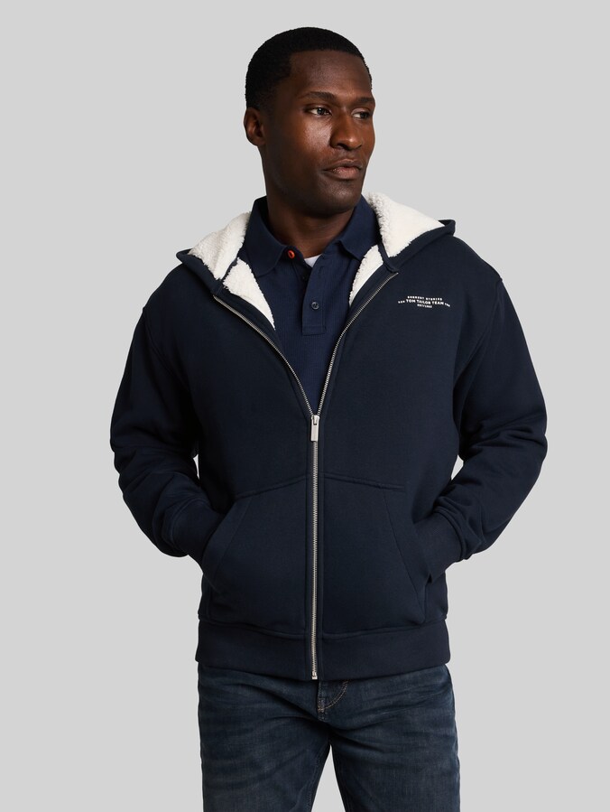 Veste sweat à capuche doublée avec logo imprimé par Men, sky captain blue