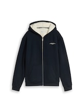 Sélectionné, Veste sweat à capuche doublée avec logo imprimé par Tom Tailor, bleu