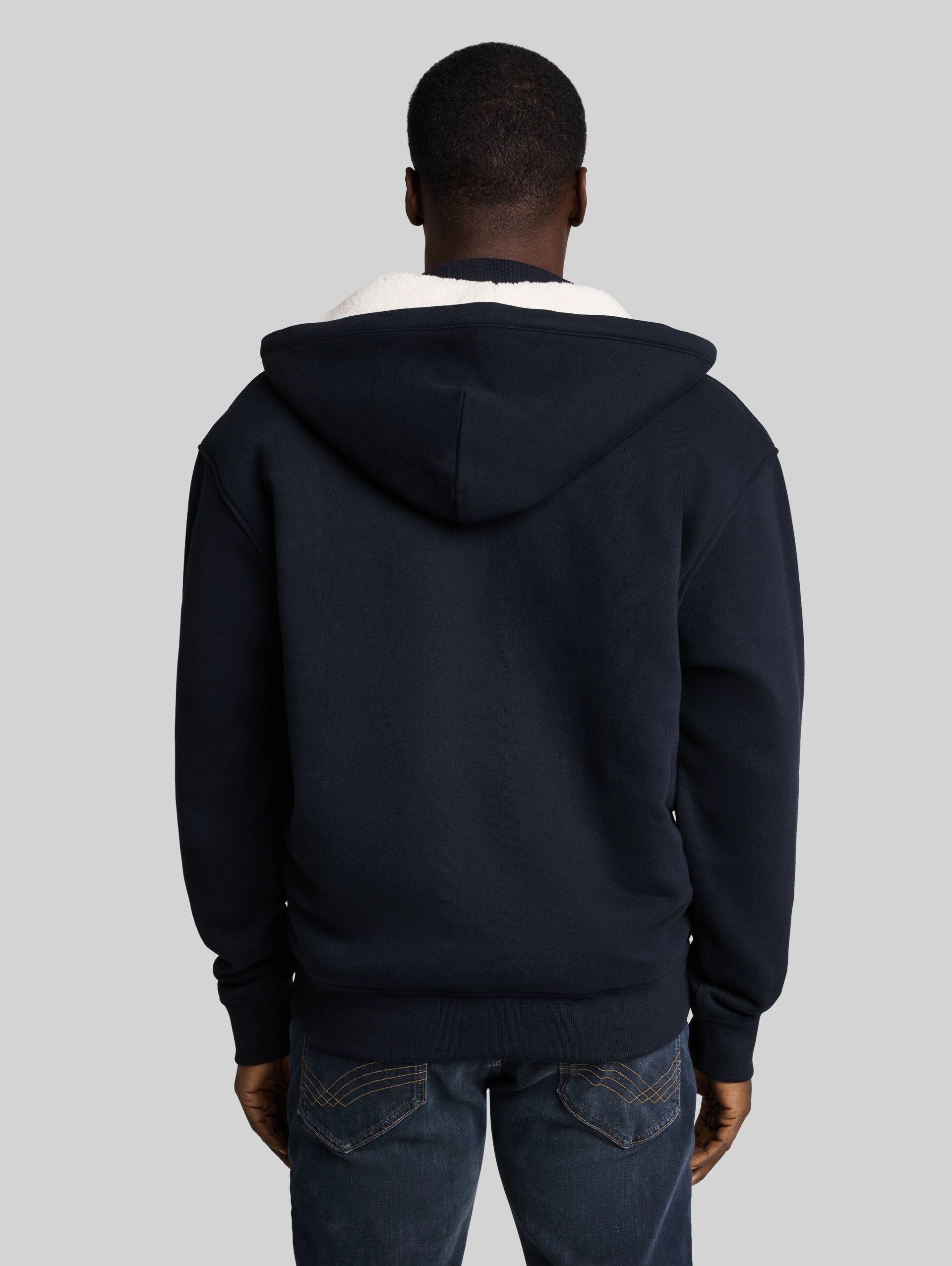 Veste sweat à capuche doublée avec logo imprimé - sky captain blue - Découpe Vue arrière du modèle