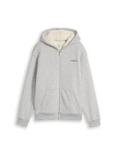 Non sélectionné, Veste sweat à capuche doublée avec logo imprimé par Tom Tailor, gris