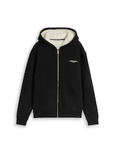 Non sélectionné, Veste sweat à capuche doublée avec logo imprimé par Tom Tailor, noires